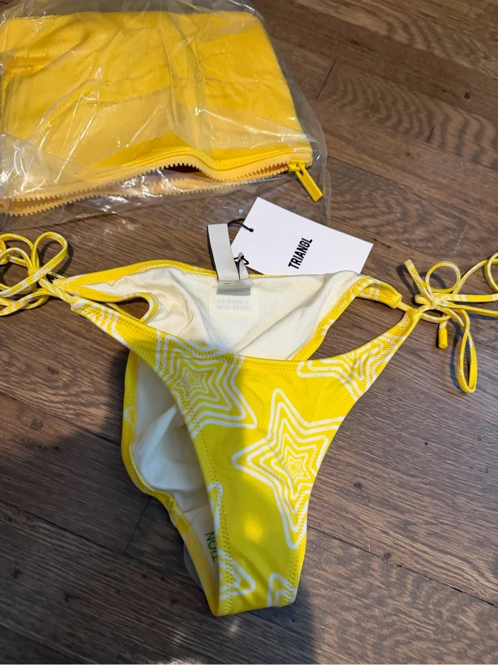 triangl swimwear Yellow Star-Print Tie-Side Bikini Bottom